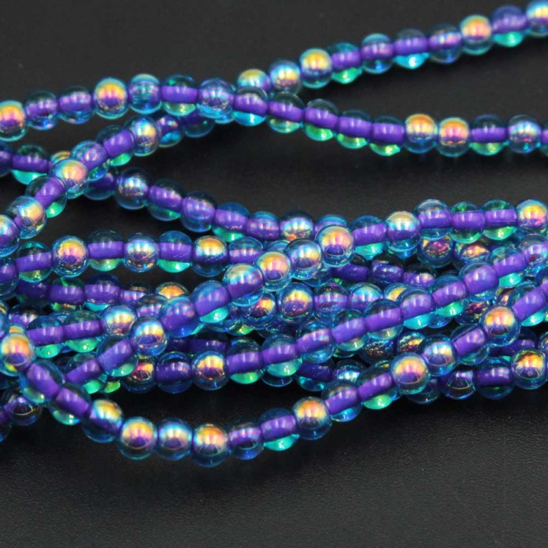 Perline crystal bead tonde lisce viola 4 mm a/b filo 40 cm Perline crystal bead tonde lisce viola 4 mm a/b filo 40 cm
