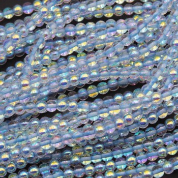 Perline crystal bead tonde lisce azzurre 4 mm a/b filo 40 cm