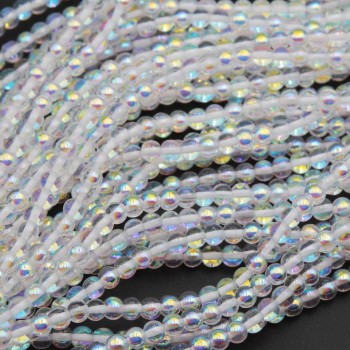 Perline crystal bead tonde lisce bianche 4 mm a/b filo 40 cm