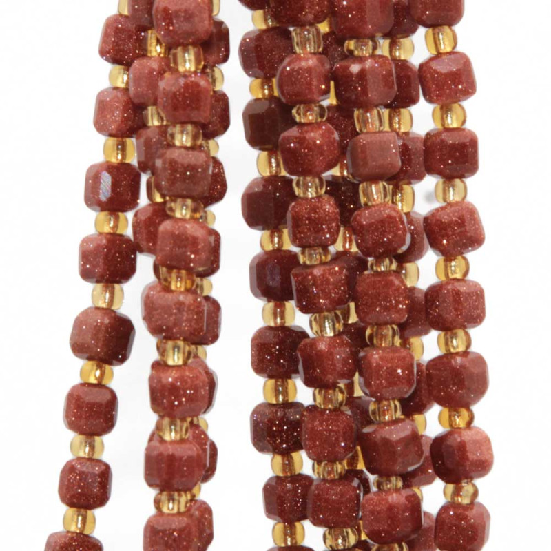 Pietre dure cubi sfac. 5 mm pietra del sole  grado A+++ filo 40 cm (cub11s1) - pietreeminuterie.com