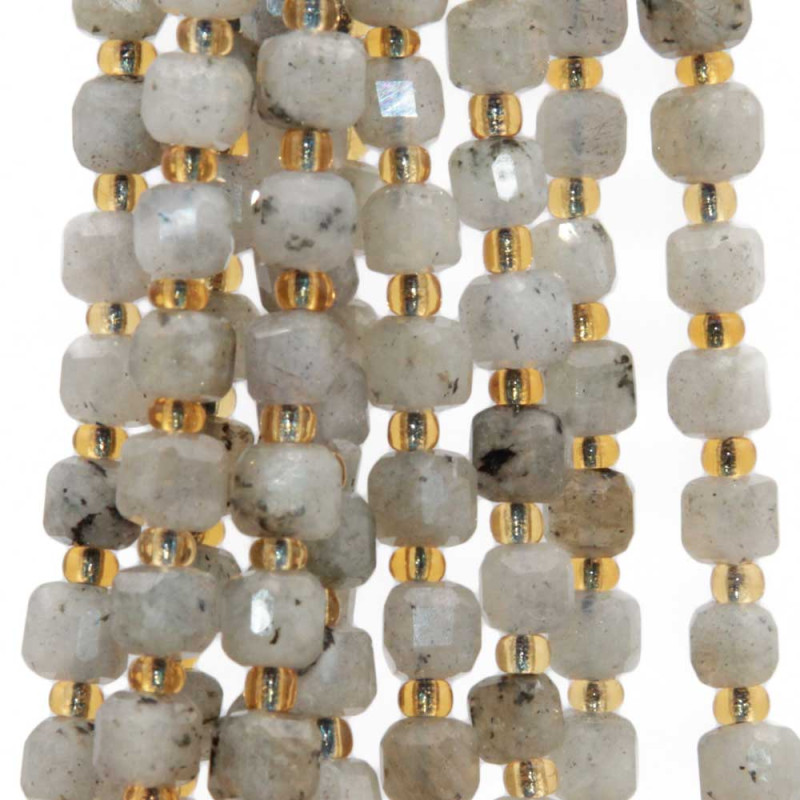 Pietre dure cubi sfac. 5 mm quarzo rutilato grado A+++ filo 40 cm (cub111d4) - pietreeminuterie.com