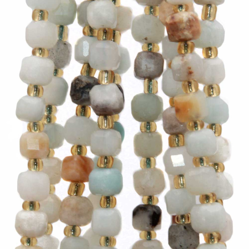 Pietre dure cubi sfac. amazzonite 5 mm grado A+++ filo 40 cm (cub11110) - pietreeminuterie.com