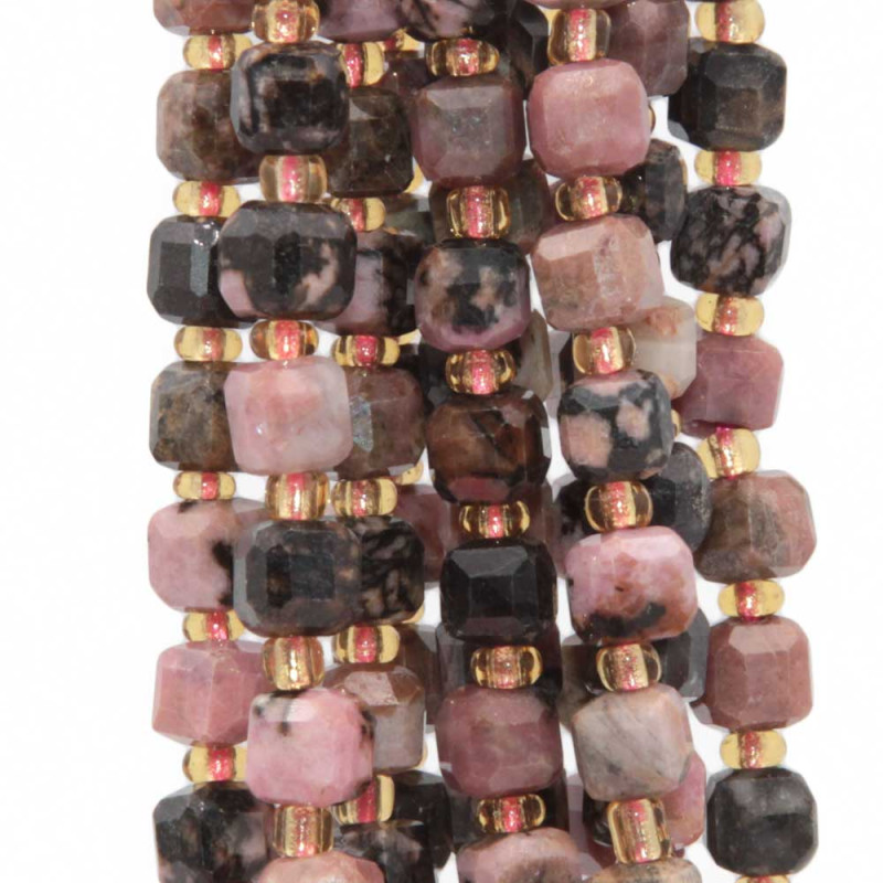 Pietre dure cubi sfac. rodonite 5 mm grado A+++ filo 40 cm - rod-cu99 - pietreeminuterie.com Pietre dure cubi sfac. rodonite 5 mm grado A+++ filo 40 cm (rod-cu99) - pietreeminuterie.com