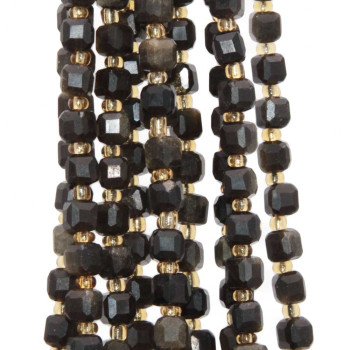 Pietre dure cubi sfac. occhio di falco nero 5 mm grado A+++ filo 40 cm