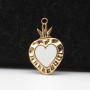 Cuore sacro acciaio oro smaltato bianca 24.4x15 mm 1 pz
