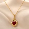 Cuore sacro acciaio oro smaltato bordò 24.4x15 mm 1 pz (hy-11-1x) - pietreeminuterie.com
