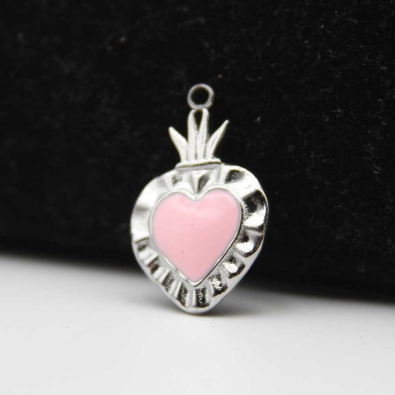 Cuore sacro acciaio smaltato bianco 24.4x15 mm 1 pz - hy-11-v7 - pietreeminuterie.com Cuore sacro acciaio smaltato bianco 24.4x15 mm 1 pz (hy-11-v7) - pietreeminuterie.com