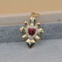 Croce con Cuore sacro placcato oro 18 kt 25x16 mm smaltato rosso 1 pz