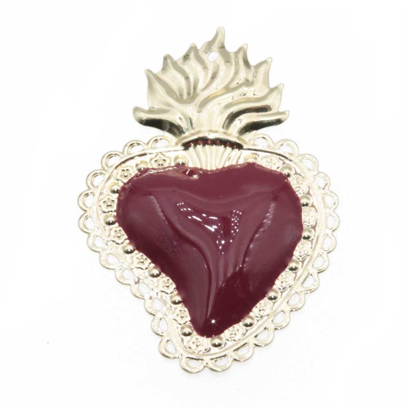 Cuore sacro 90x60 mm bordeaux e oro conf.1 pz (bdx-2pp2) - pietreeminuterie.com