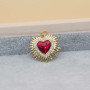 Cuore sacro placcato oro 18 kt 19x18 mm smaltato rosso 1 pz