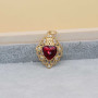 Cuore sacro placcato oro 18 kt 28x17 mm smaltato rosso 1 pz