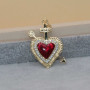 Cuore sacro placcato oro 18 kt 28x22 mm smaltato rosso 1 pz
