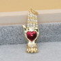 Mano di fatima con Cuore sacro placcato oro 18 kt 26x11 mm smaltato rosso 1 pz