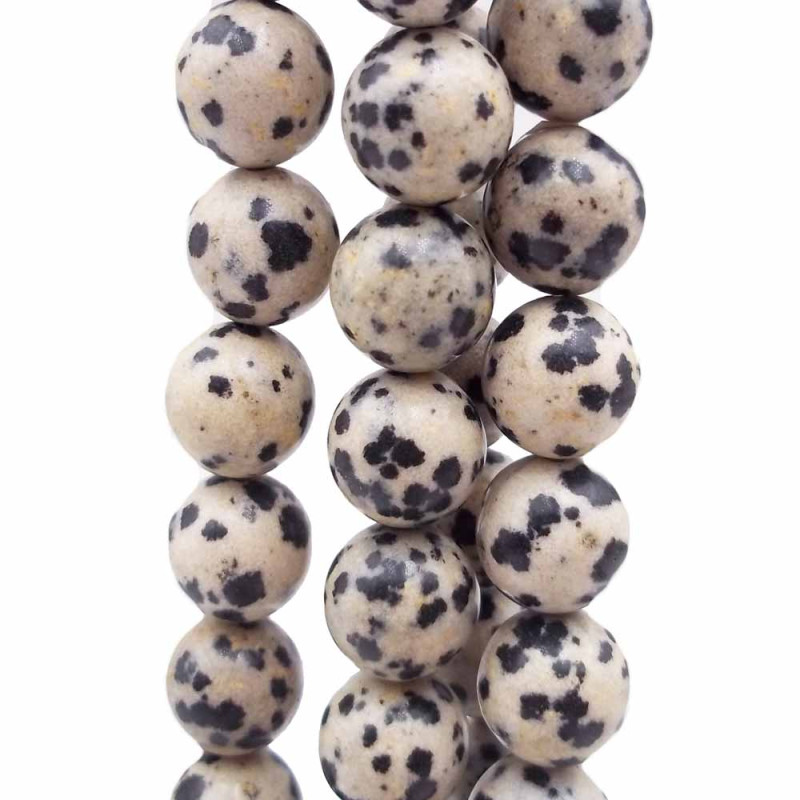 Diaspro dalmata tondo liscio 10.5 mm pacco da 10 pezzi (dalm77a) - pietreeminuterie.com