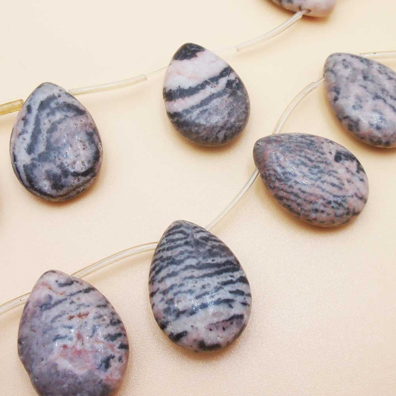 Diaspro zebra goccia foro laterale 25x18 mm 4 pz (zeb66goc) - pietreeminuterie.com