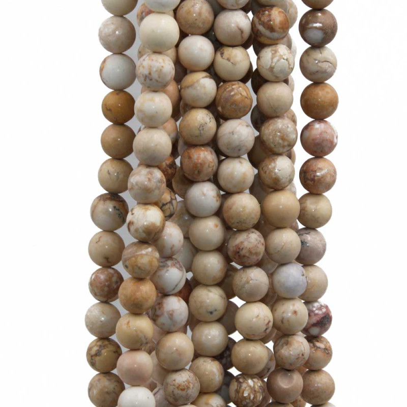 Diaspro bianco 8 mm tondo liscio 8 mm filo 40 cm (dia-8-bi1) - pietreeminuterie.com