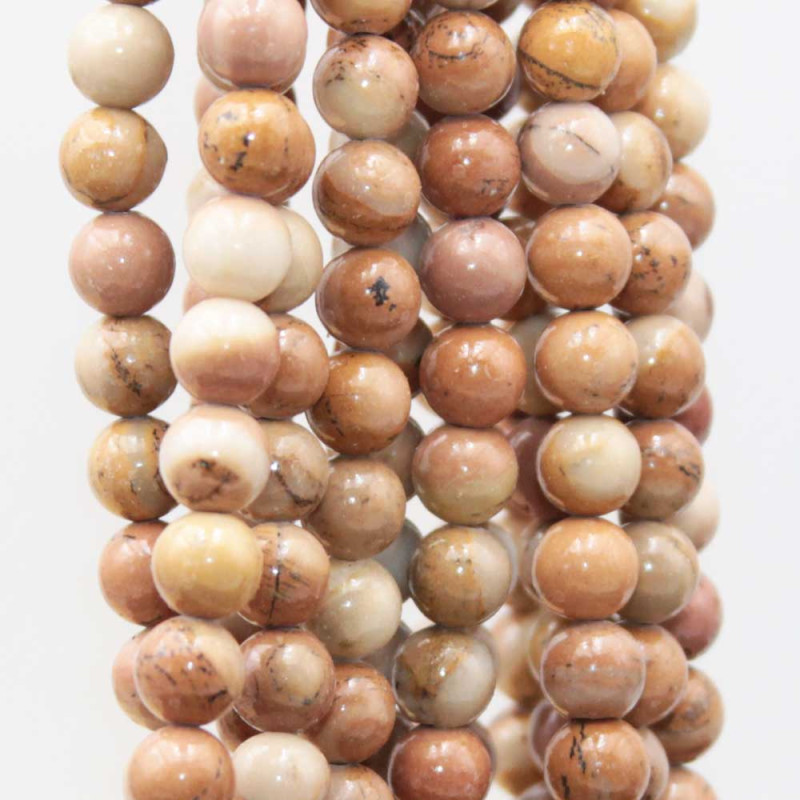 Diaspro marrone tondo liscio 6.5 mm filo 40 cm (dia-p011) - pietreeminuterie.com