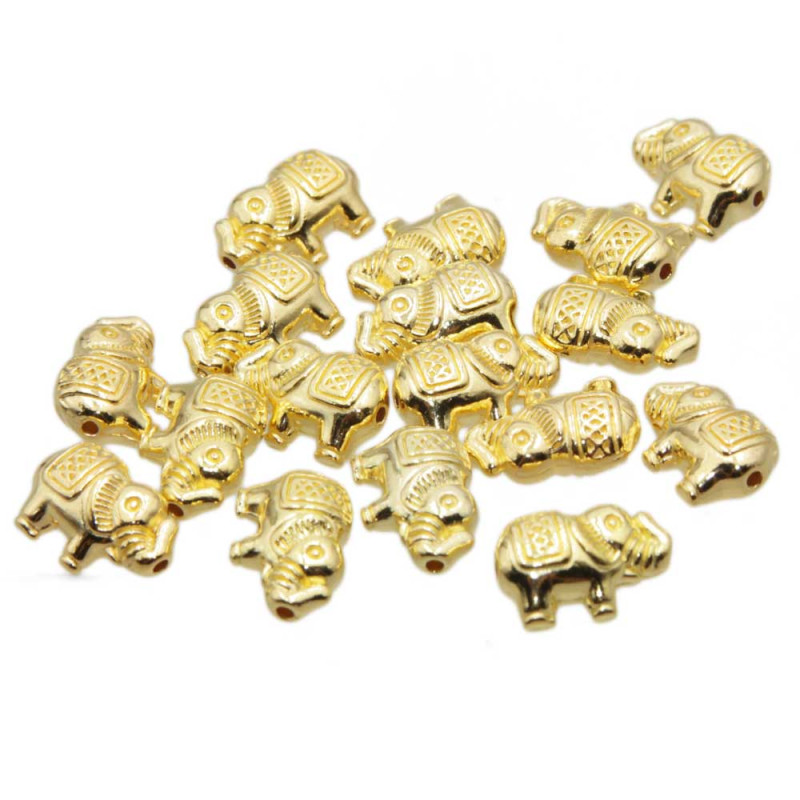 Distanziatore elefantino oro 12.3x7.4 mm pacco 10 pz (elef123aq) - pietreeminuterie.com