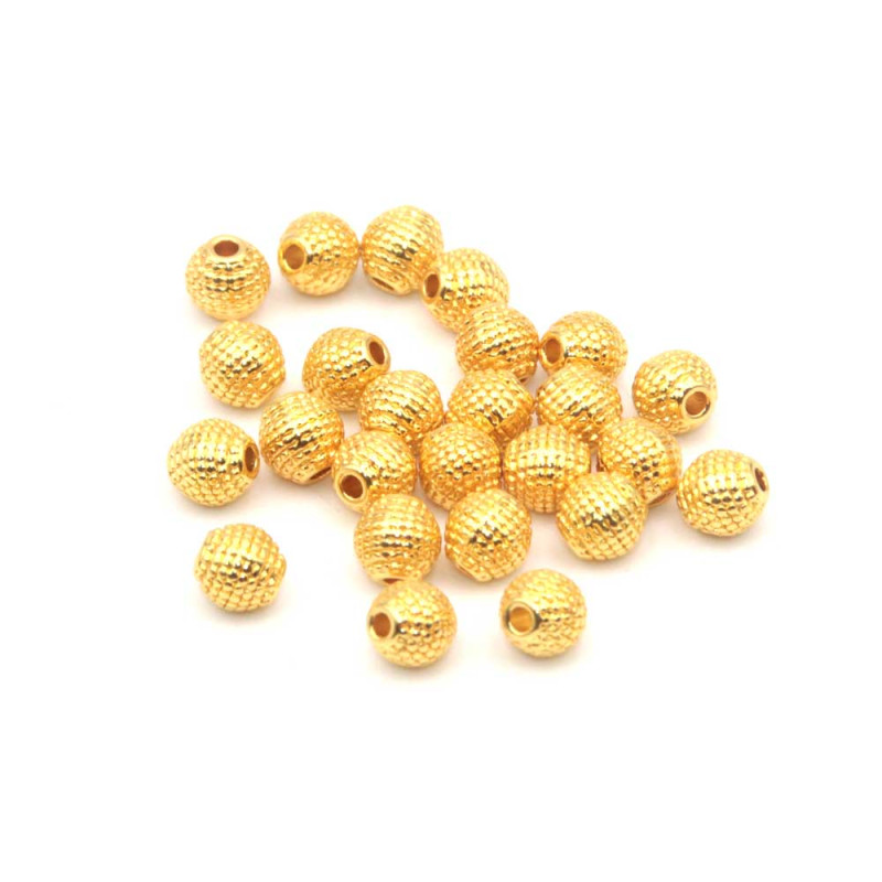 Distanziatori pallina oro intagliata 5 mm pacco 30 pz (dist-go1) - pietreeminuterie.com