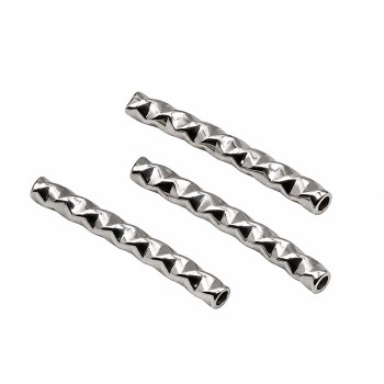 Bastoncino acciaio curvo intagliato 15x2 mm foro 1 mm circa 6pz