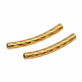 Tubicino acciaio oro intagliato 19x2 mm foro 1.5 mm circa 6pz Tubicino acciaio oro intagliato 19x2 mm foro 1.5 mm circa 6pz