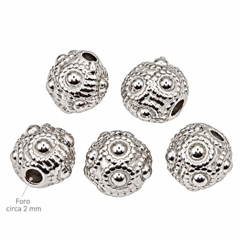 Barilotto acciaio decorato 6.5 mm conf. 10 pz Barilotto acciaio decorato 6.5 mm conf. 10 pz