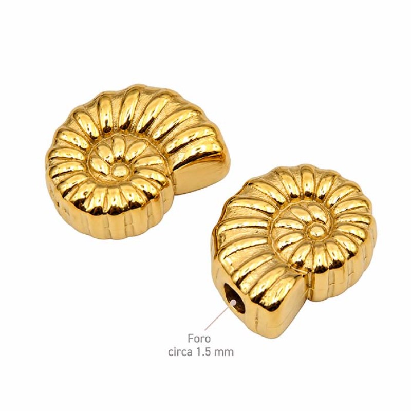 Distanziatori acciaio oro conchiglia 9 mm conf. 4 pz Distanziatori acciaio oro conchiglia 9 mm conf. 4 pz