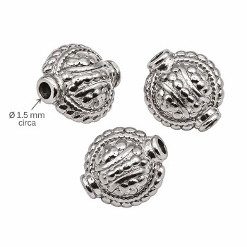 Disco bombato decorato in acciaio 9.5x8.5 mm conf. 4 pz Disco bombato decorato in acciaio 9.5x8.5 mm conf. 4 pz