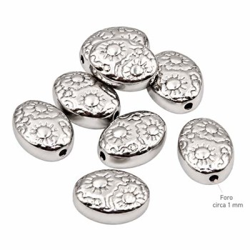 Distanziatori in acciaio ovali decorati 8.5x6 mm conf. 6 pz Distanziatori in acciaio ovali decorati 8.5x6 mm conf. 6 pz
