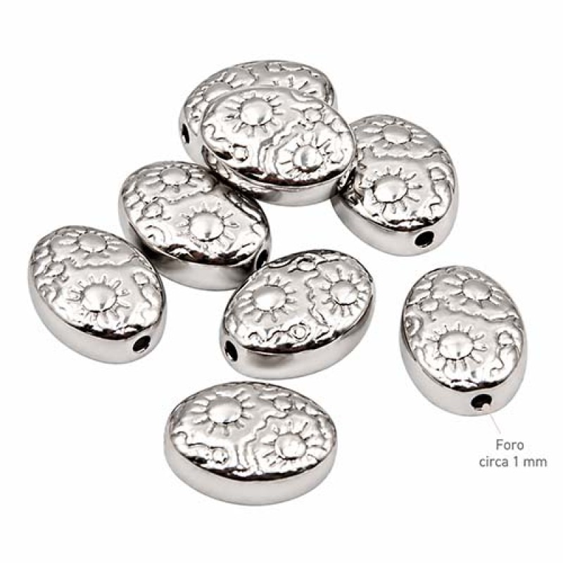 Distanziatori in acciaio ovali decorati 8.5x6 mm conf. 6 pz Distanziatori in acciaio ovali decorati 8.5x6 mm conf. 6 pz