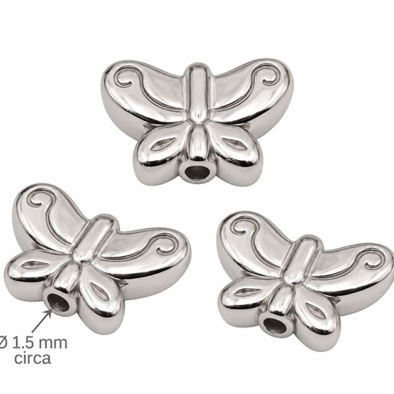 Farfalla in acciaio 11x7.5 mm conf. 4 pz Farfalla in acciaio 11x7.5 mm conf. 4 pz