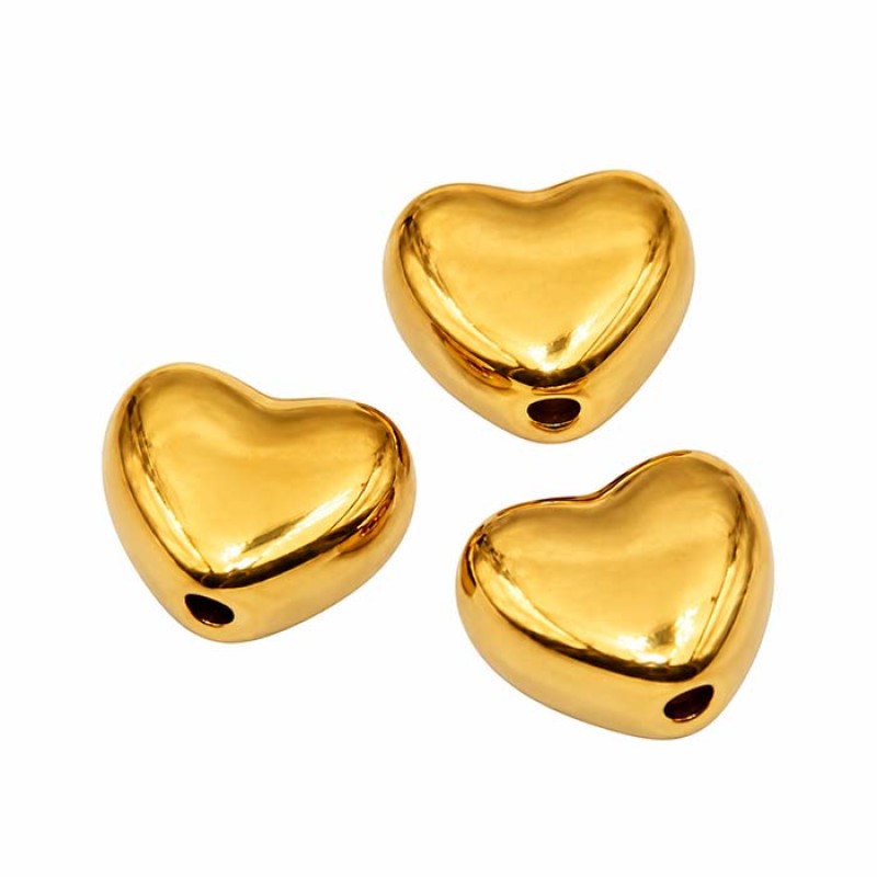 Cuori in acciaio oro 6 mm conf. 10 pz Cuori in acciaio oro 6 mm conf. 10 pz