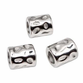 Tubicino decorato acciaio 6.5x6 mm foro 4 mm conf. 5 pz Tubicino decorato acciaio 6.5x6 mm foro 4 mm conf. 5 pz