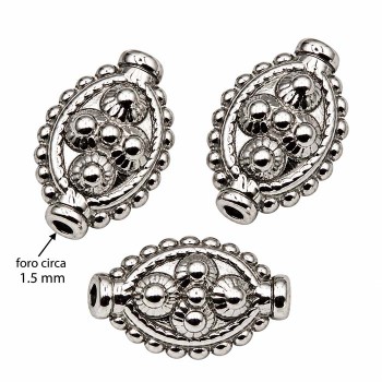 Barilotto ovale decorato acciaio 13x9 mm conf. 2 pz