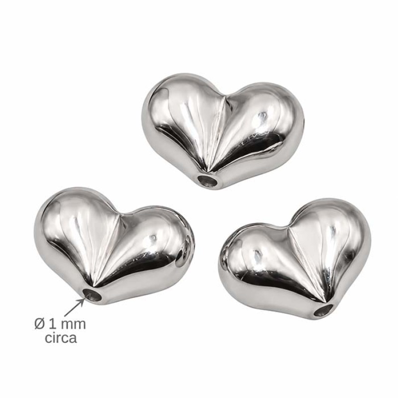 Cuore in acciaio 6x8.5 mm conf. 4 pz (hea-1109) - pietreeminuterie.com