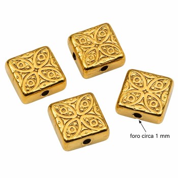 Distanziatore quadrato decorato oro 7 mm conf. 5 pz