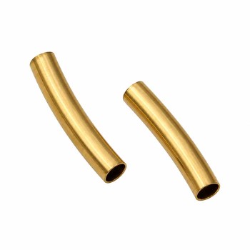Tubicino in acciaio curvo oro 15x3 mm foro 3 mm conf. 4pz