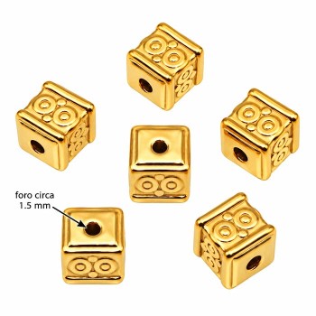 Cubo decorato acciaio oro 5 mm conf. 10 pz