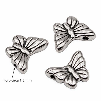 Farfalla in acciaio con foro su un ala 10x7 mm conf. 10 pz