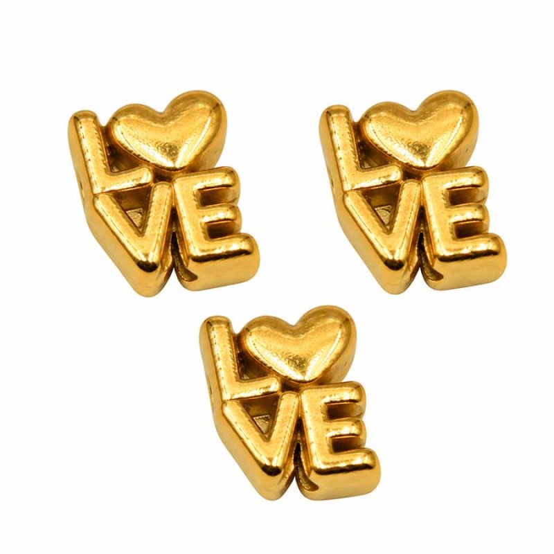 Distanziatore scritta love acciaio oro 7x5 mm conf. 2 pz Distanziatore scritta love acciaio oro 7x5 mm conf. 2 pz