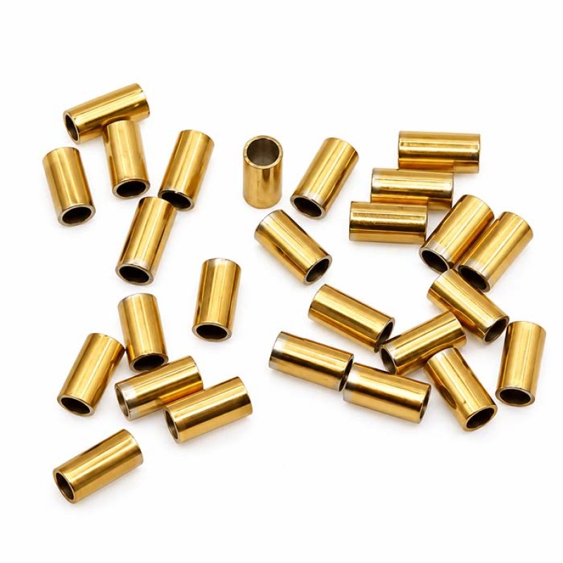 Tubicino acciaio oro 3x2 mm foro 1 mm circa conf. 50 pz