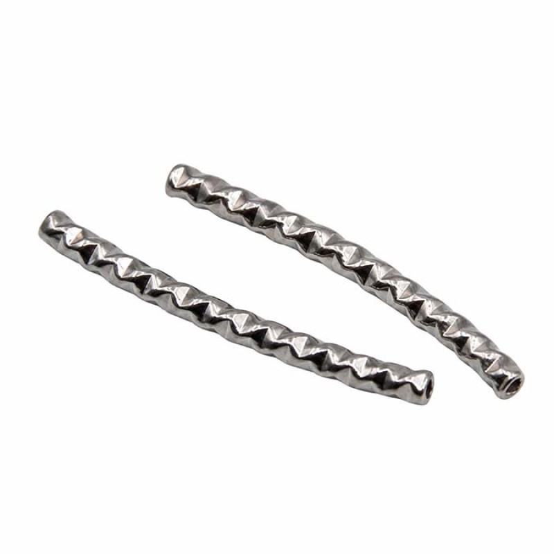 Bastoncino acciaio curvo intagliato 24x2 mm foro 1 mm circa 4 pz