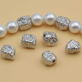 Distanziatori pepite grezze white gold plated 7x5 mm 10 pz