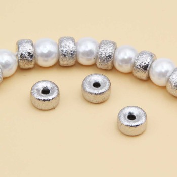 Distanziatori white gold plated rondella diamantata 6x4 mm 20 pz