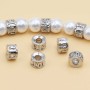 Distanziatori white gold plated rondelle decorate 6x4 mm 25 pz