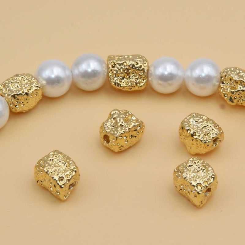 Distanziatori pepite grezze gold plated 7x5 mm 10 pz (fat-100-4) - pietreeminuterie.com