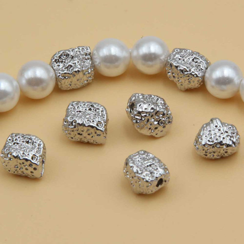 Distanziatori pepite grezze white gold plated 7x5 mm 10 pz (fat-100-1) - pietreeminuterie.com