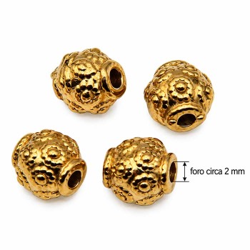 Barilotto oro decorato 7x6 mm conf. 5 pz Barilotto oro decorato 7x6 mm conf. 5 pz