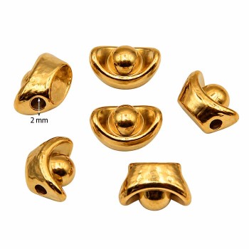 Distanziatore acciaio oro barchetta 9x6 mm foro 2 mm conf. 2 pz Distanziatore acciaio oro barchetta 9x6 mm foro 2 mm conf. 2 pz