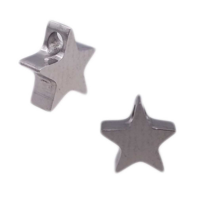 Stella acciaio 8 mm circa foro passante laterale 1.8 mm pacco 1 pz (stevv377) - pietreeminuterie.com